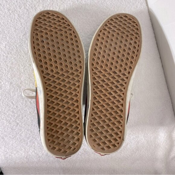 Vans Unisex Old Skool Low Top Lace Up Yellow Red Flame Skate Shoes 10.5 - Picture 7 of 12